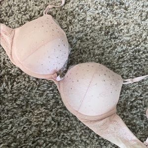 Pink lacy and sparkly bombshell bra